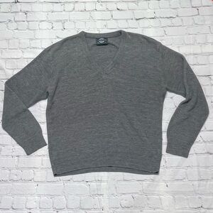 Vintage Jantzen Gray V-Neck Wool Blend Pullover Sweater - Size L
